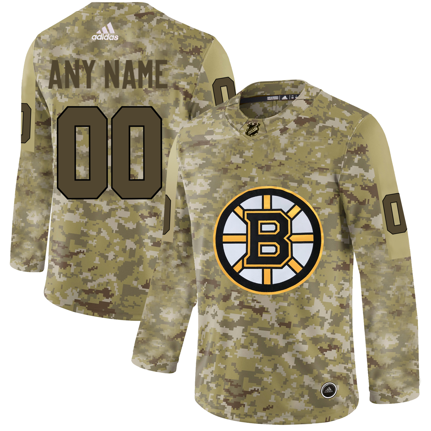 Boston Bruins Camo Men's Customized Adidas Jersey