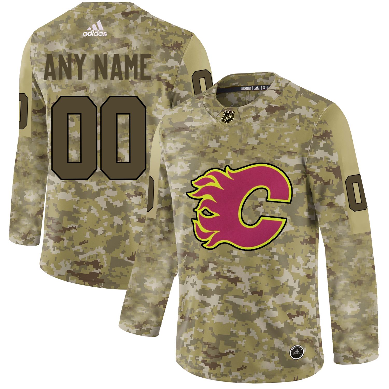 Calgary Flames Camo Men's Customized Adidas Jersey - Click Image to Close
