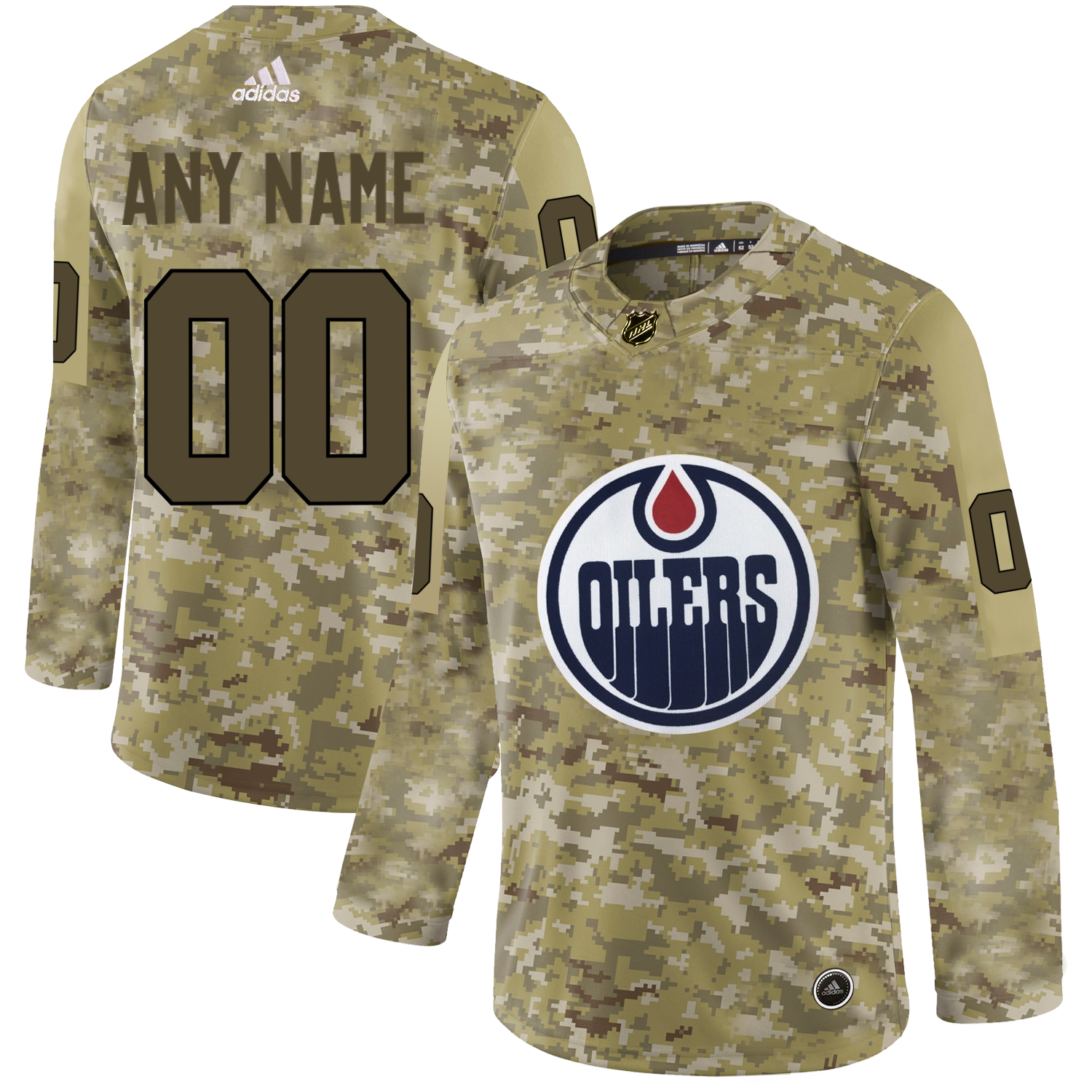 Edmonton Oilers Camo Men's Customized Adidas Jersey - Click Image to Close