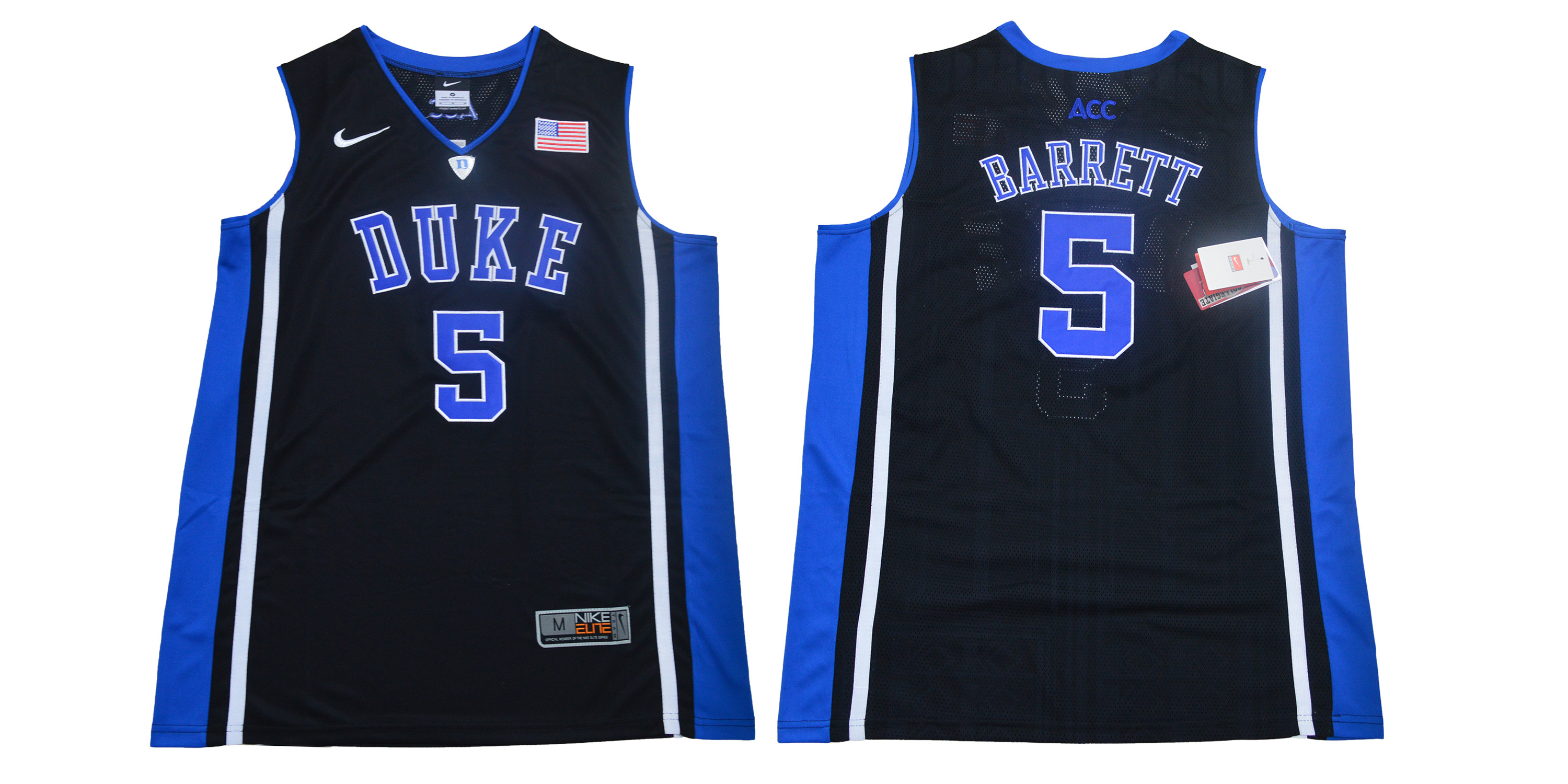 Duke Blue Devils 5 RJ Barrett Black Elite Nike College Basketball Jersey