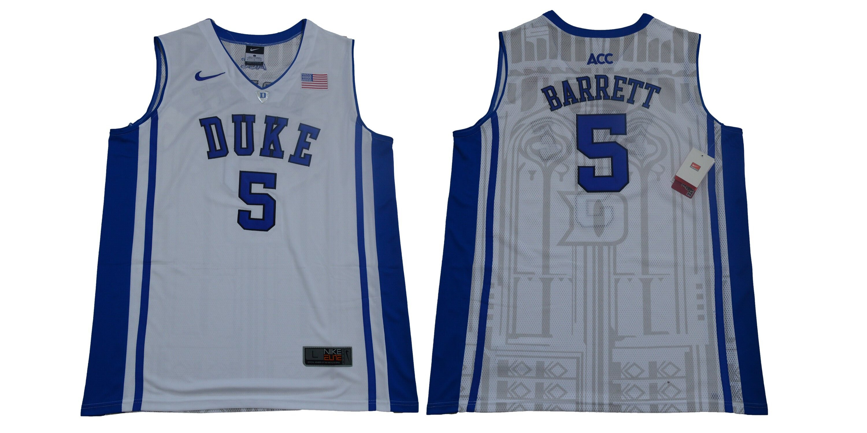 Duke Blue Devils 5 RJ Barrett White Elite Nike College Basketball Jersey