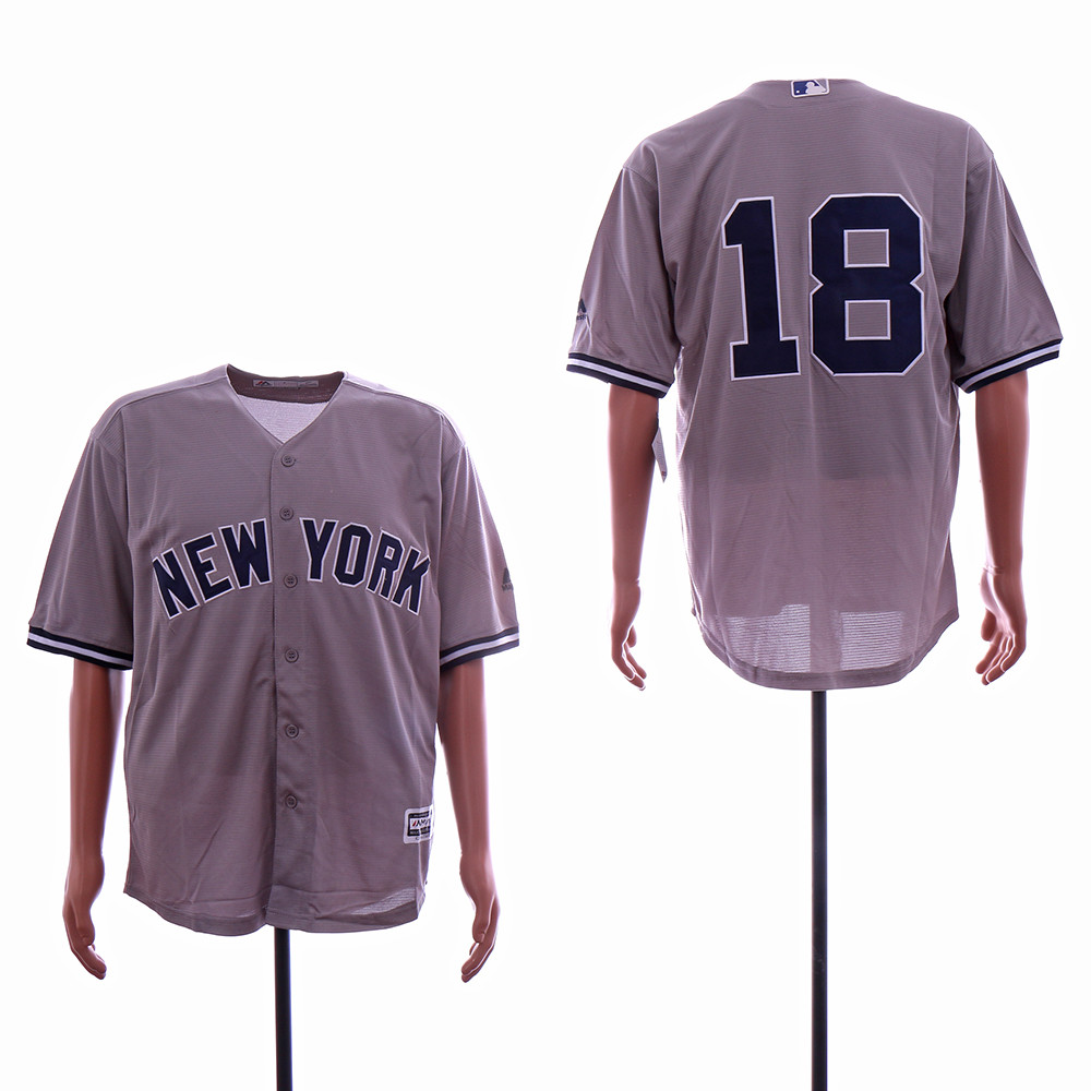 Yankees 18 Didi Gregorius Gray Cool Base Player Number Jersey - Click Image to Close