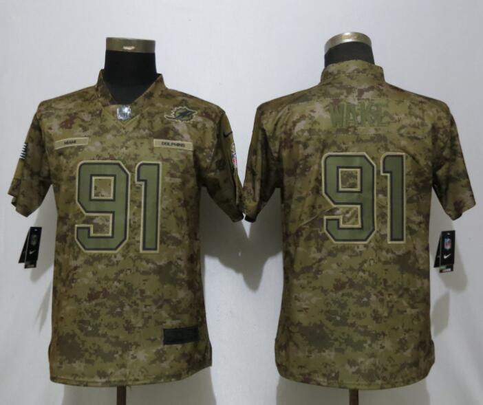 Nike Dolphins 91 Cameron Wake Camo Women Salute To Service Limited Jersey