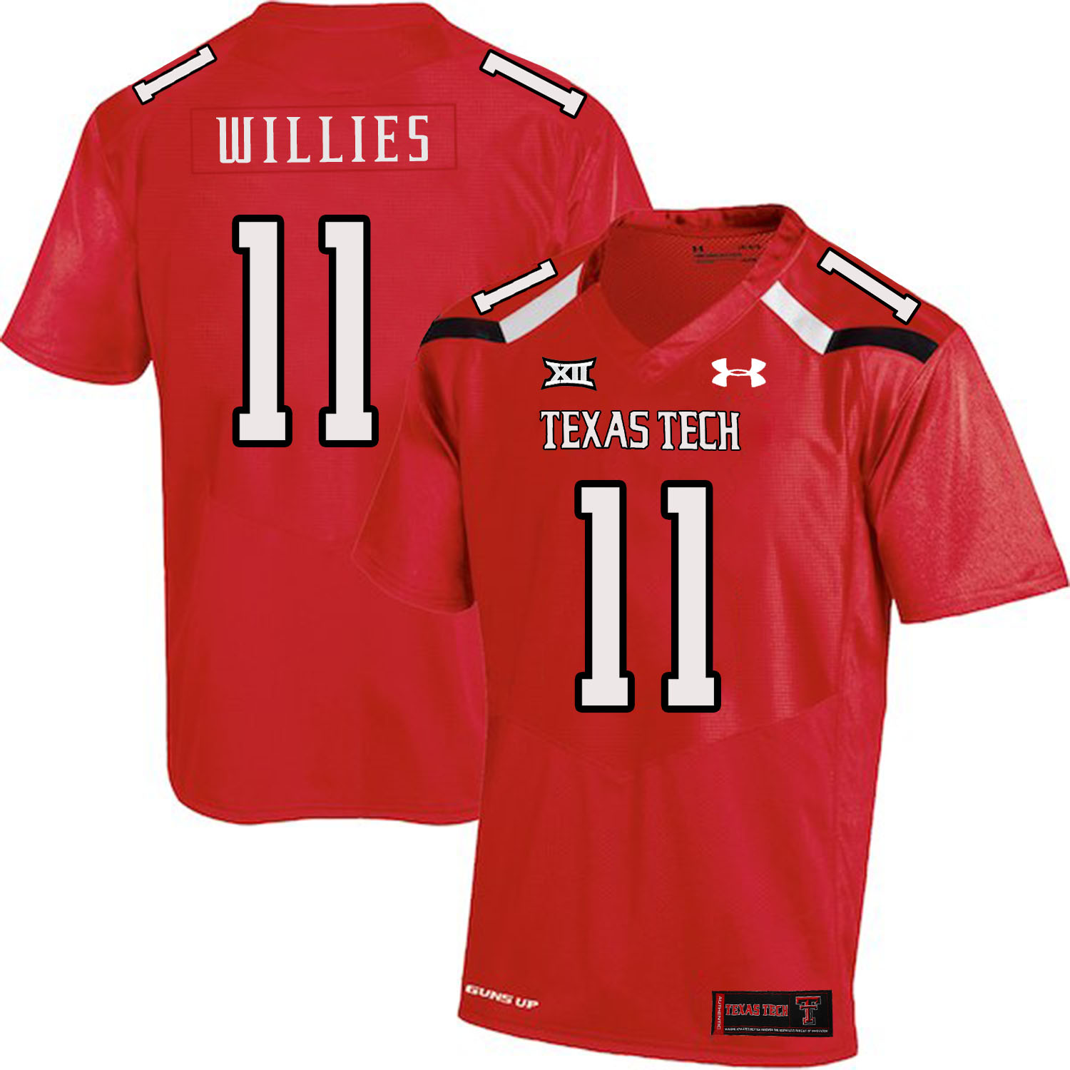 Texas Tech Red Raiders 11 Derrick Willies Red College Football Jersey - Click Image to Close