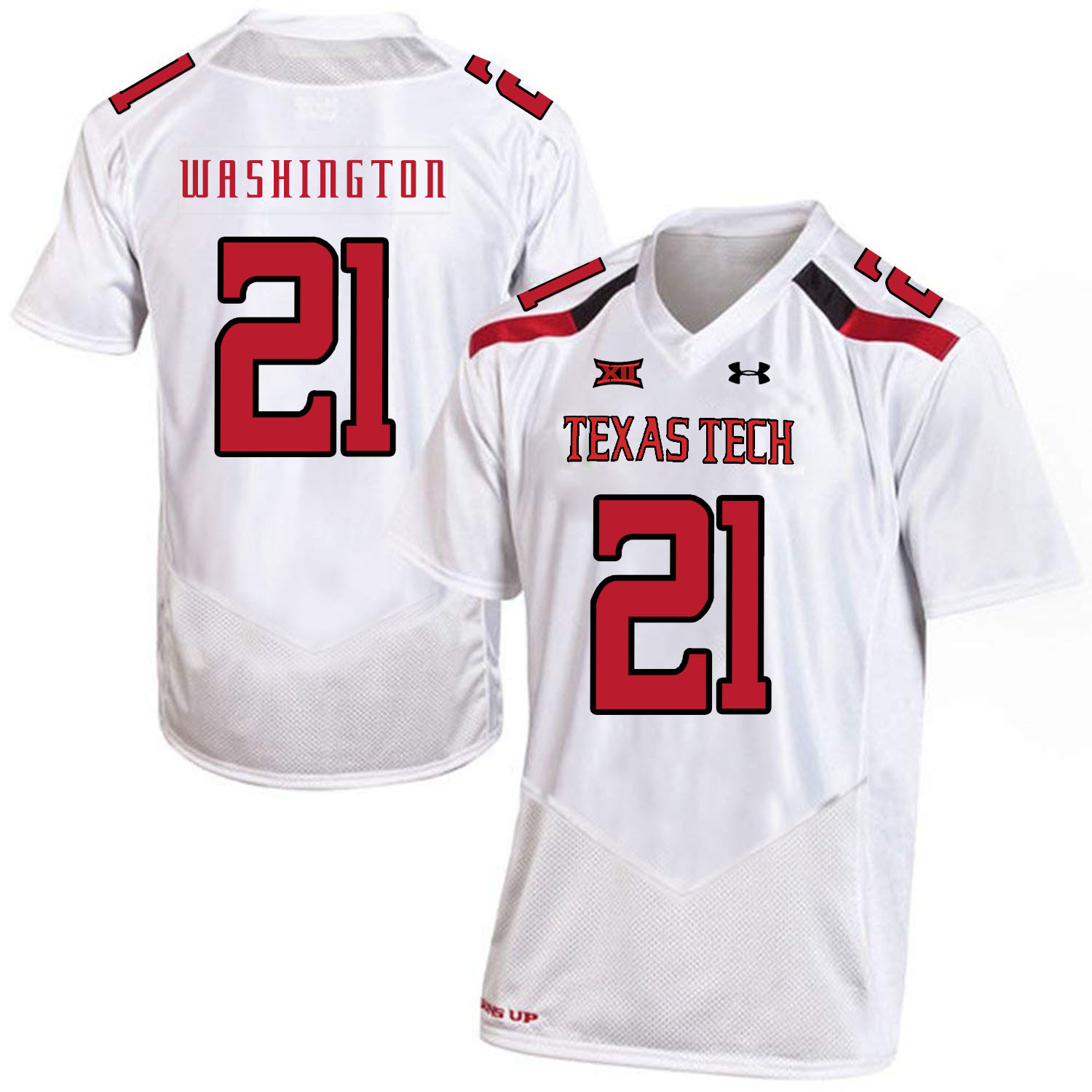 Texas Tech Red Raiders 21 DeAndre Washington White College Football Jersey