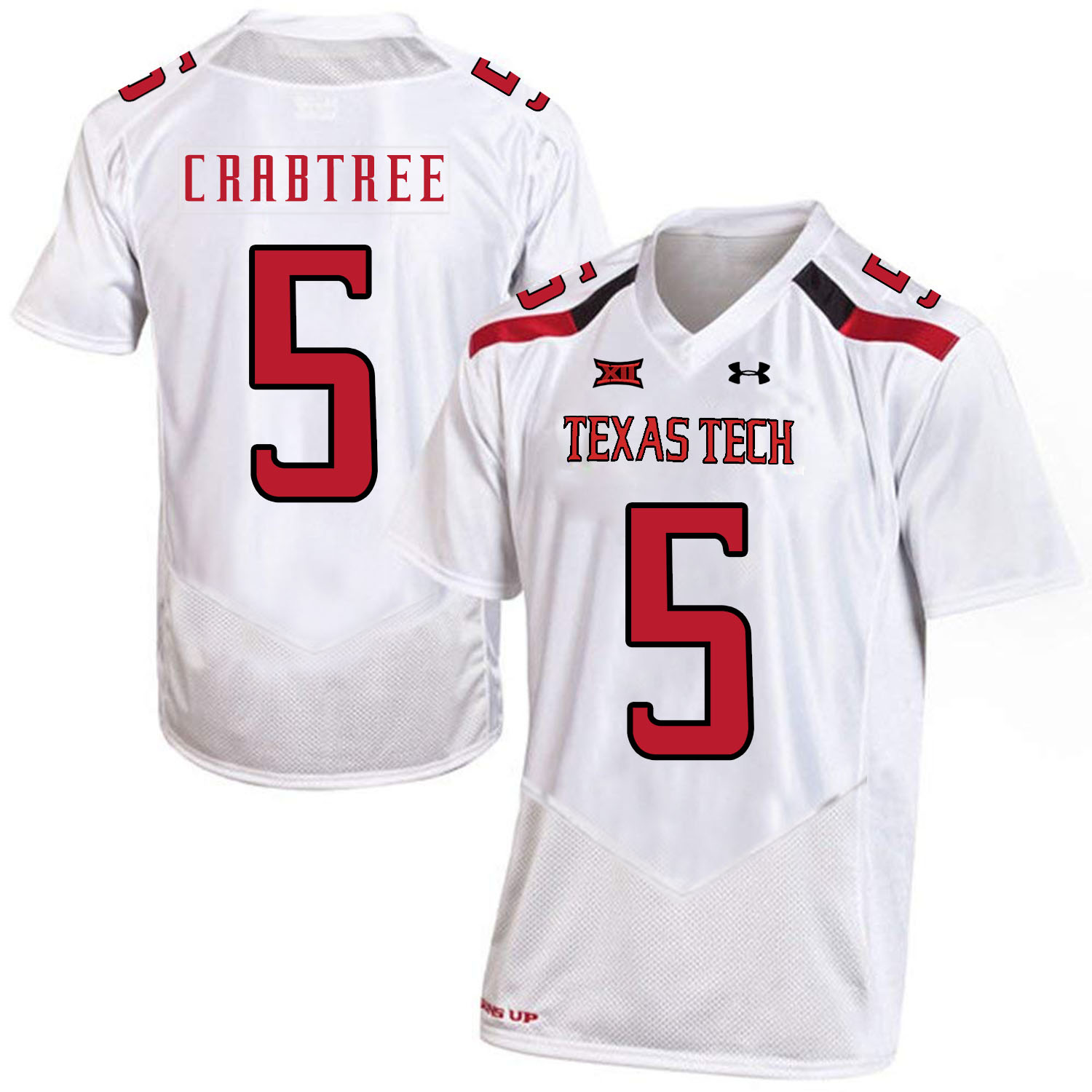 Texas Tech Red Raiders 5 Michael Crabtree White College Football Jersey