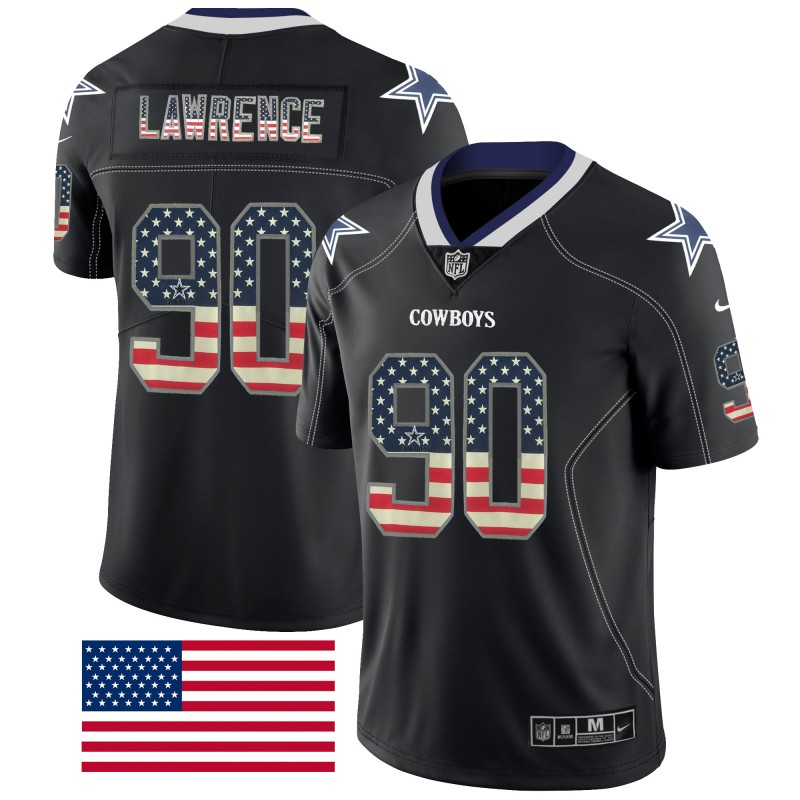Nike Cowboys 90 DeMarcus Lawrence Black USA Flag Fashion Limited Jersey