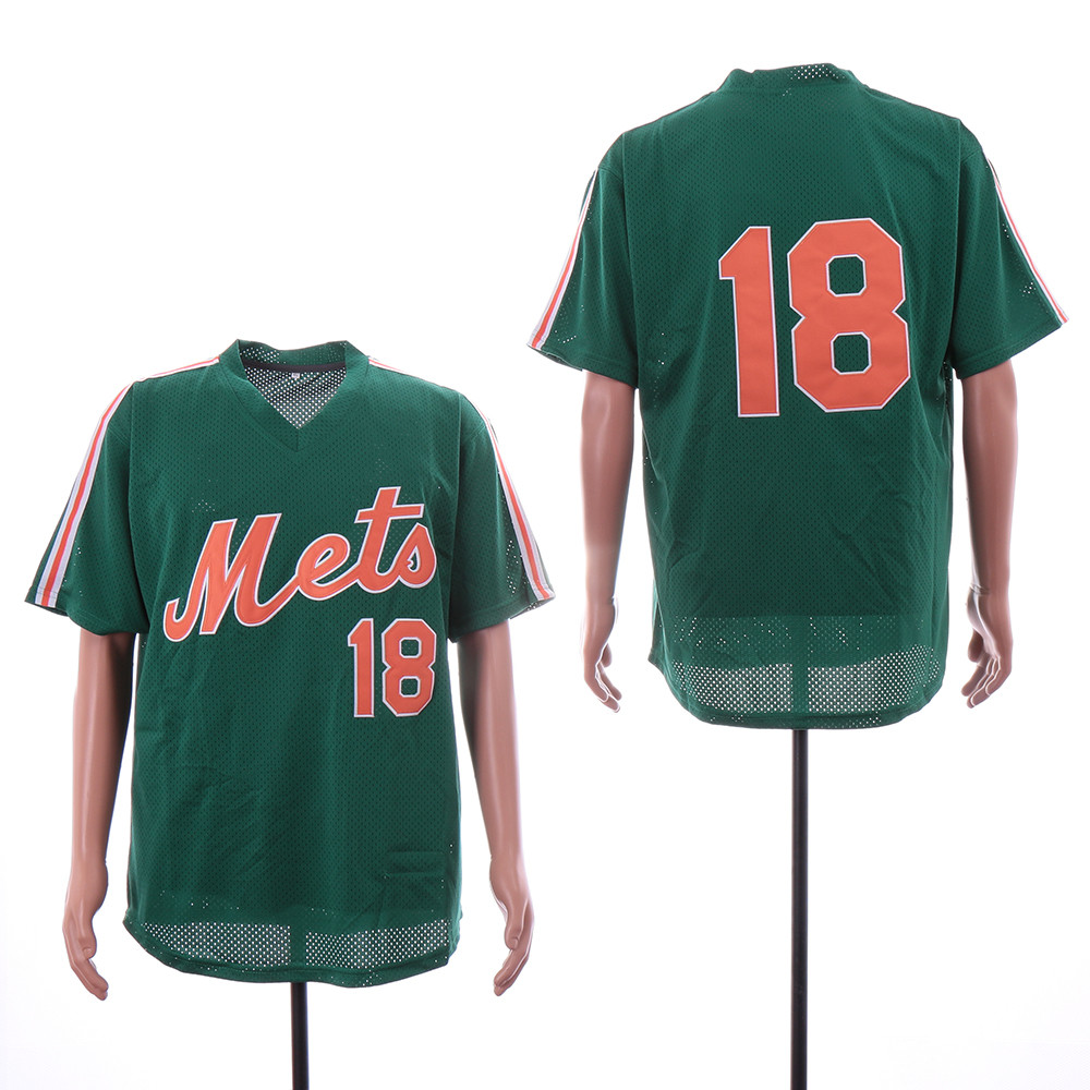 Mets 18 Darryl Strawberry Green Mesh Throwback Jersey - Click Image to Close