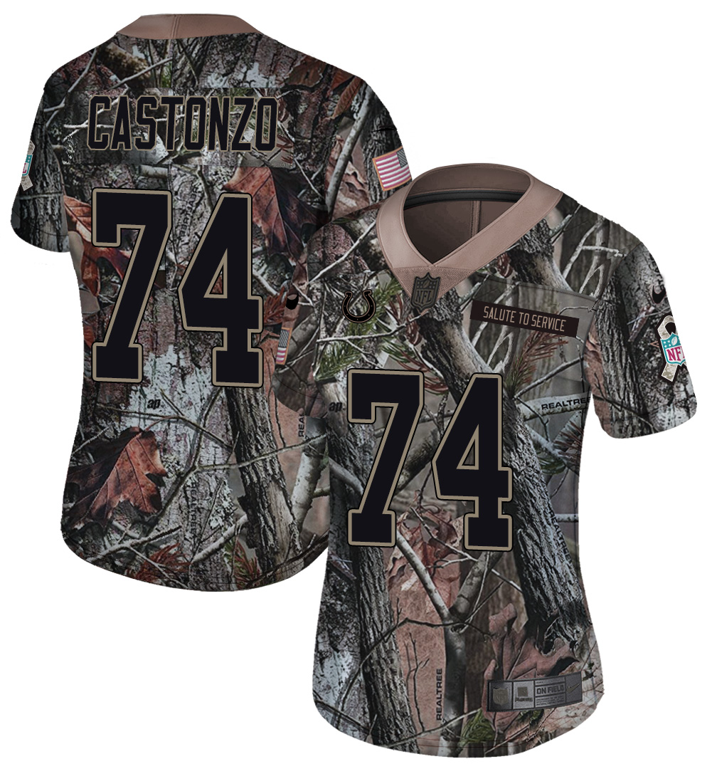 Nike Colts 74 Anthony Castonzo Camo Women Rush Limited Jersey - Click Image to Close