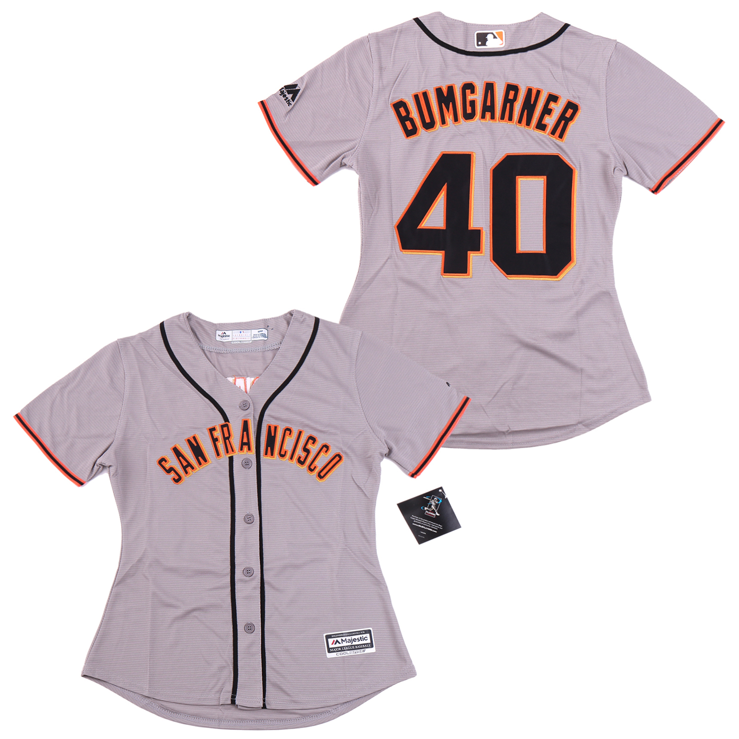 Giants 40 Madison Bumgarner Gray Women Cool Base Jersey - Click Image to Close
