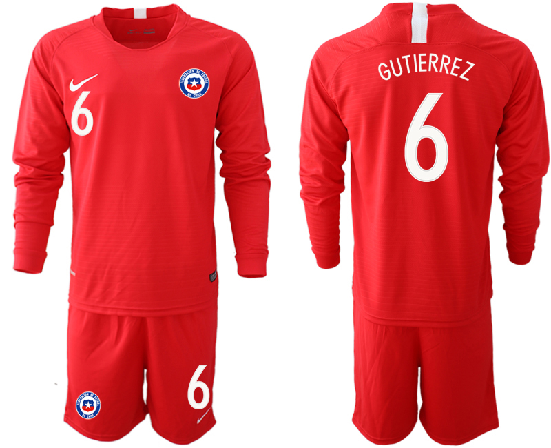 2018-19 Chile 6 GUTIERREZ Home Long Sleeve Soccer Jersey