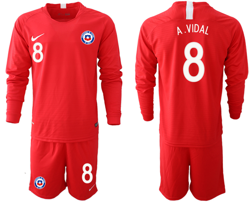 2018-19 Chile 8 A. VIDAL Home Long Sleeve Soccer Jersey