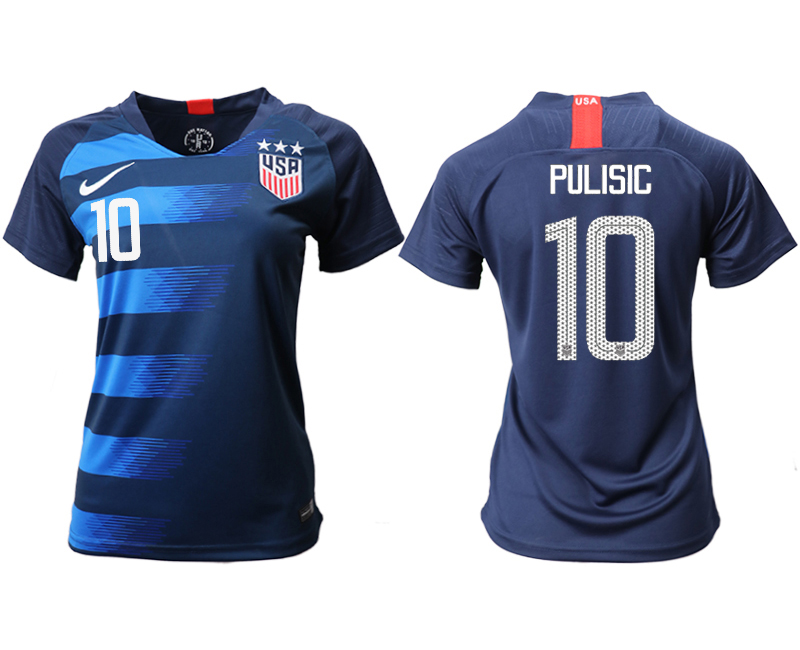 2018-19 USA 10 PULISIC Away Women Soccer Jersey