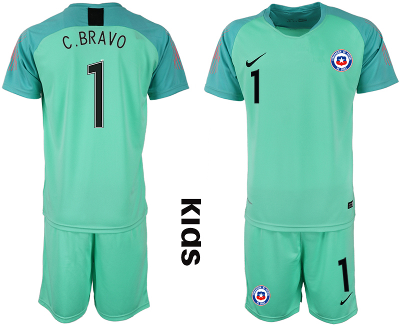 2018-19 Chile 1 C. BRAVO Green Youth Goalkeeper Soccer Jersey
