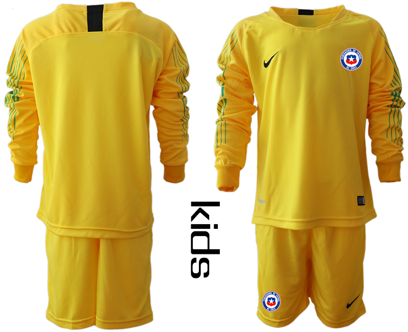 2018-19 Chile Yellow Youth Long Sleeve Goalkeeper Soccer Jersey
