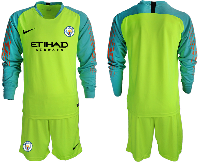 2018-19 Manchester City Fluorescent Green Long Sleeve Goalkeeper Soccer Jersey