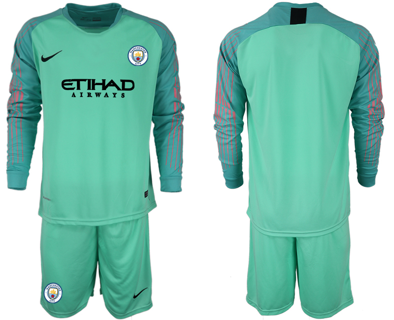 2018-19 Manchester City Green Long Sleeve Goalkeeper Soccer Jersey - Click Image to Close