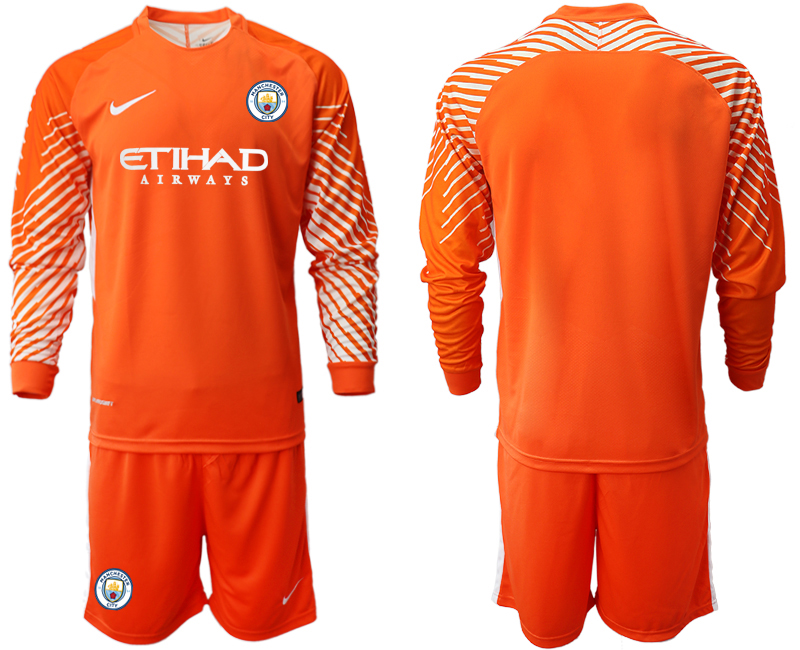 2018-19 Manchester City Orange Long Sleeve Goalkeeper Soccer Jersey - Click Image to Close