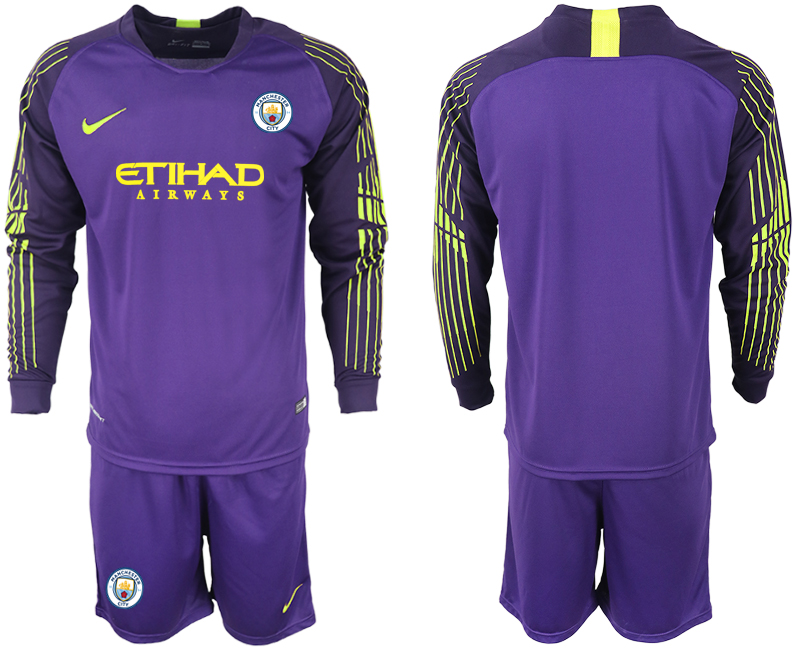 2018-19 Manchester City Purple Long Sleeve Goalkeeper Soccer Jersey