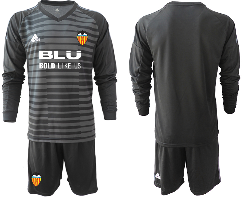 2018-19 Valencia Black Long Sleeve Goalkeeper Soccer Jersey