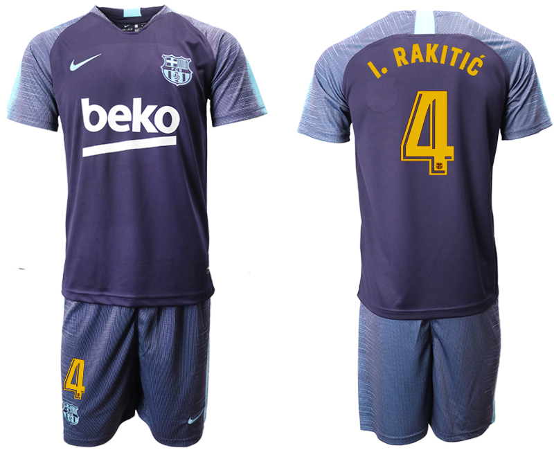 2018-19 Barcelona 4 I. RAKITIC Dark Blue Training Soccer Jersey