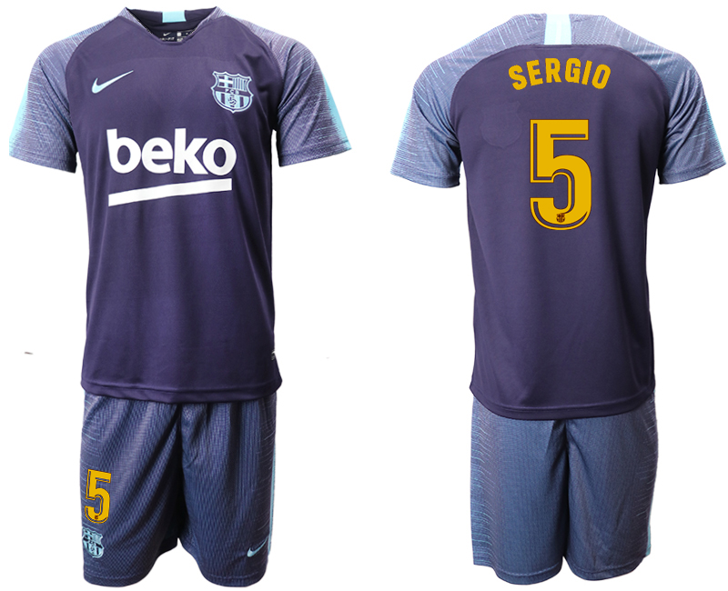 2018-19 Barcelona 5 SERGIO Dark Blue Training Soccer Jersey