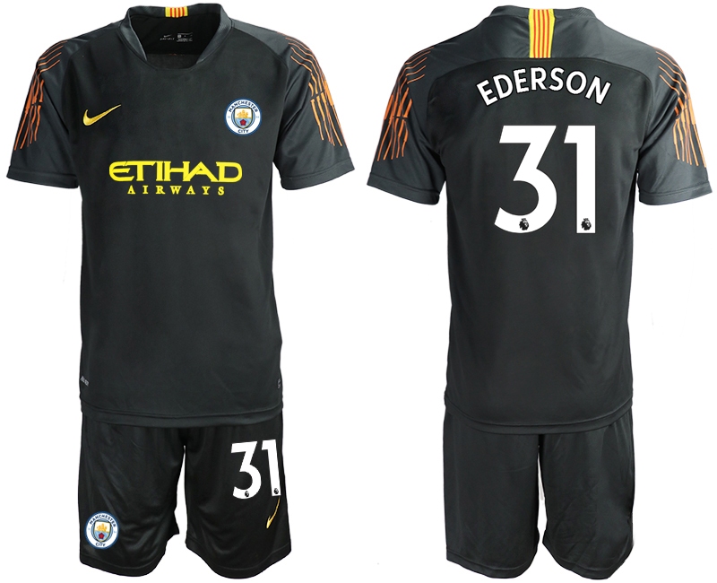 2018-19 Manchester City 31 EDERSON Black Goalkeeper Soccer Jersey(1) - Click Image to Close