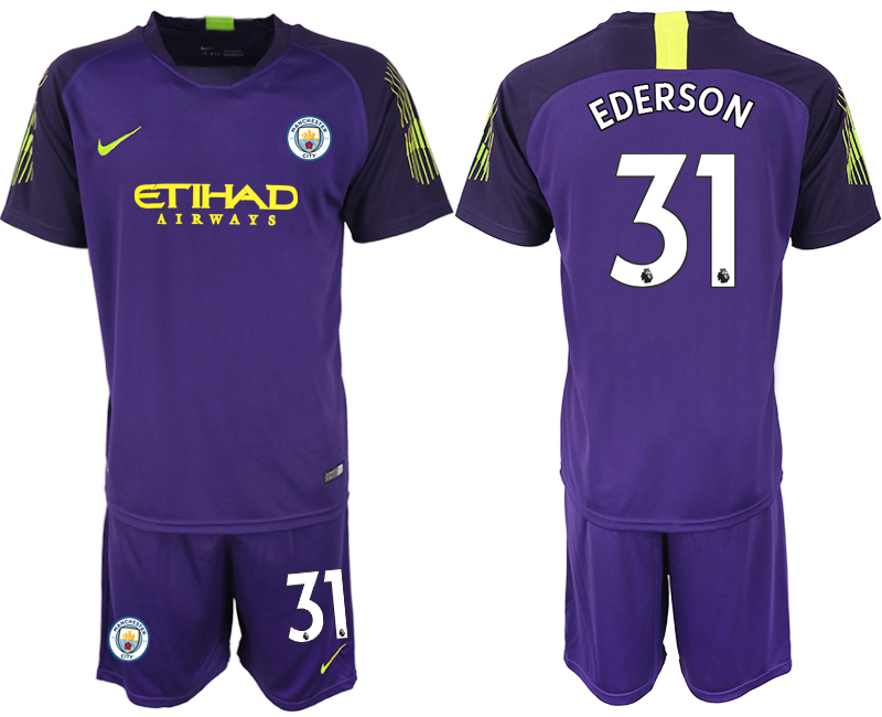 2018-19 Manchester City 31 EDERSON Purple Goalkeeper Soccer Jersey