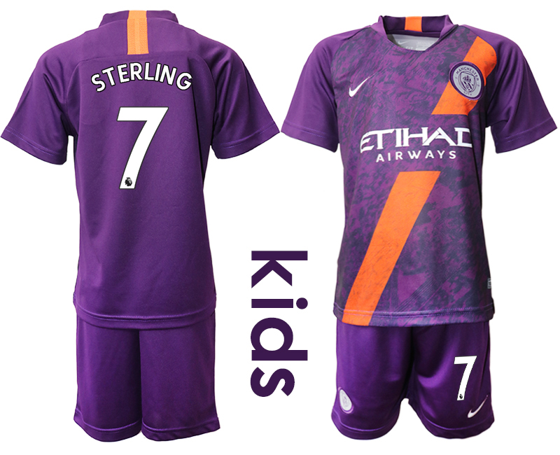 2018-19 Manchester City 7 STERLING Youth Third Away Soccer Jersey
