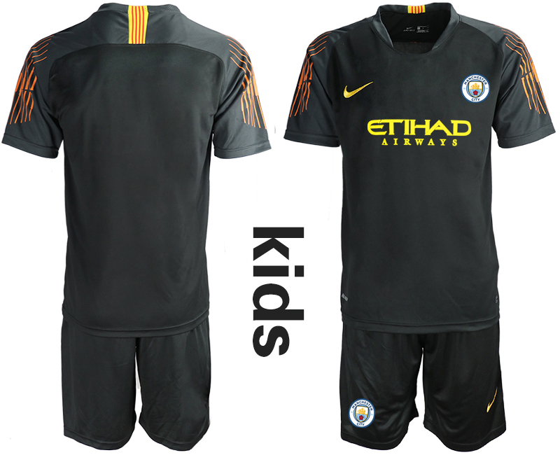 2018-19 Manchester City Black Youth Goalkeeper Soccer Jersey