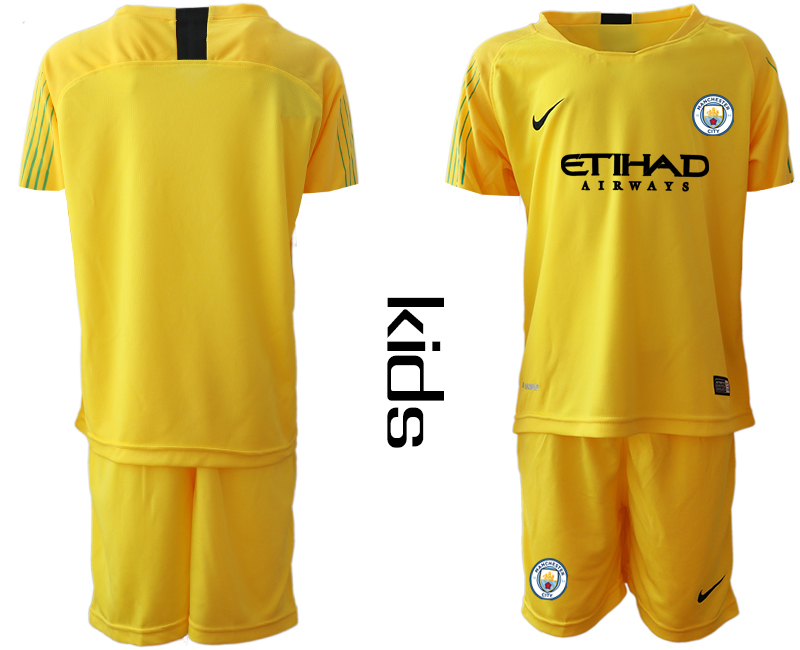 2018-19 Manchester City Yellow Youth Goalkeeper Soccer Jersey