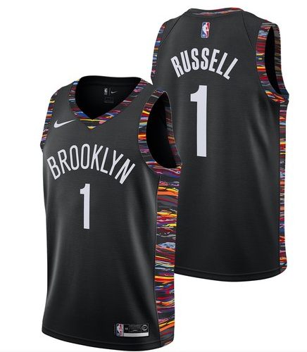 Brooklyn Nets 1 D'Angelo Russell Black 2018-19 City Edition Nike Swingman Jersey