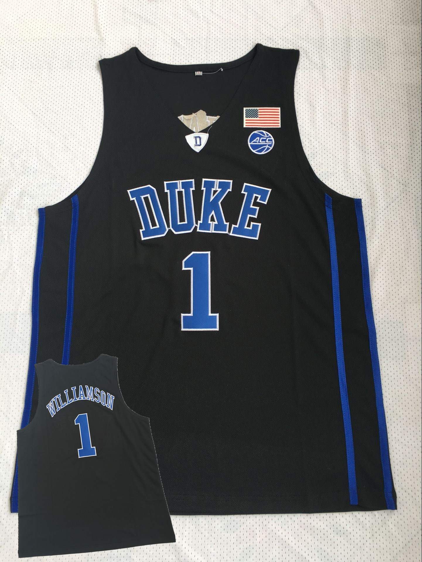 Duke Blue Devils 1 Zion Williamson Black College Basketball Jersey - Click Image to Close