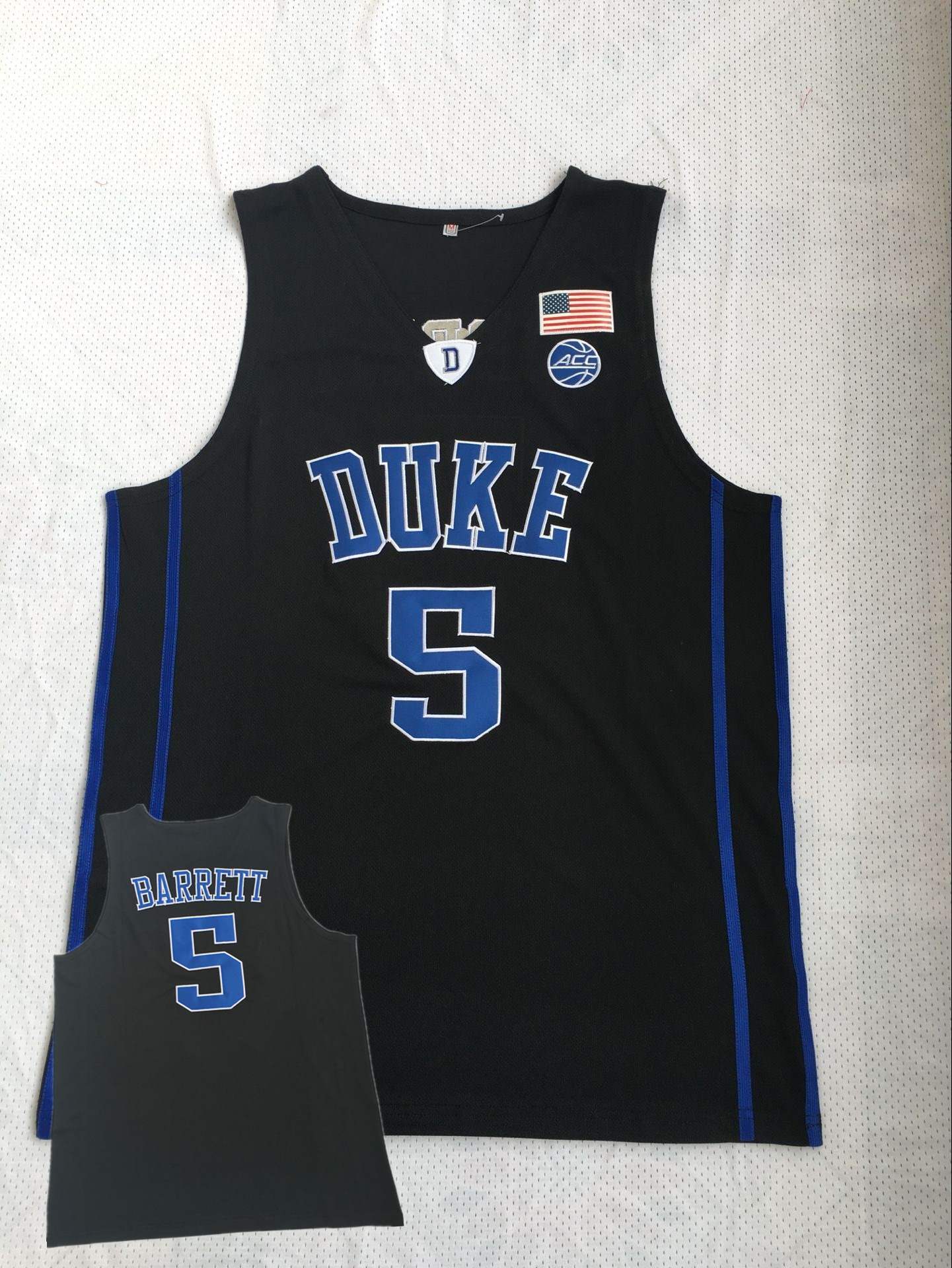 Duke Blue Devils 5 R.J. Barrett Black College Basketball Jersey - Click Image to Close