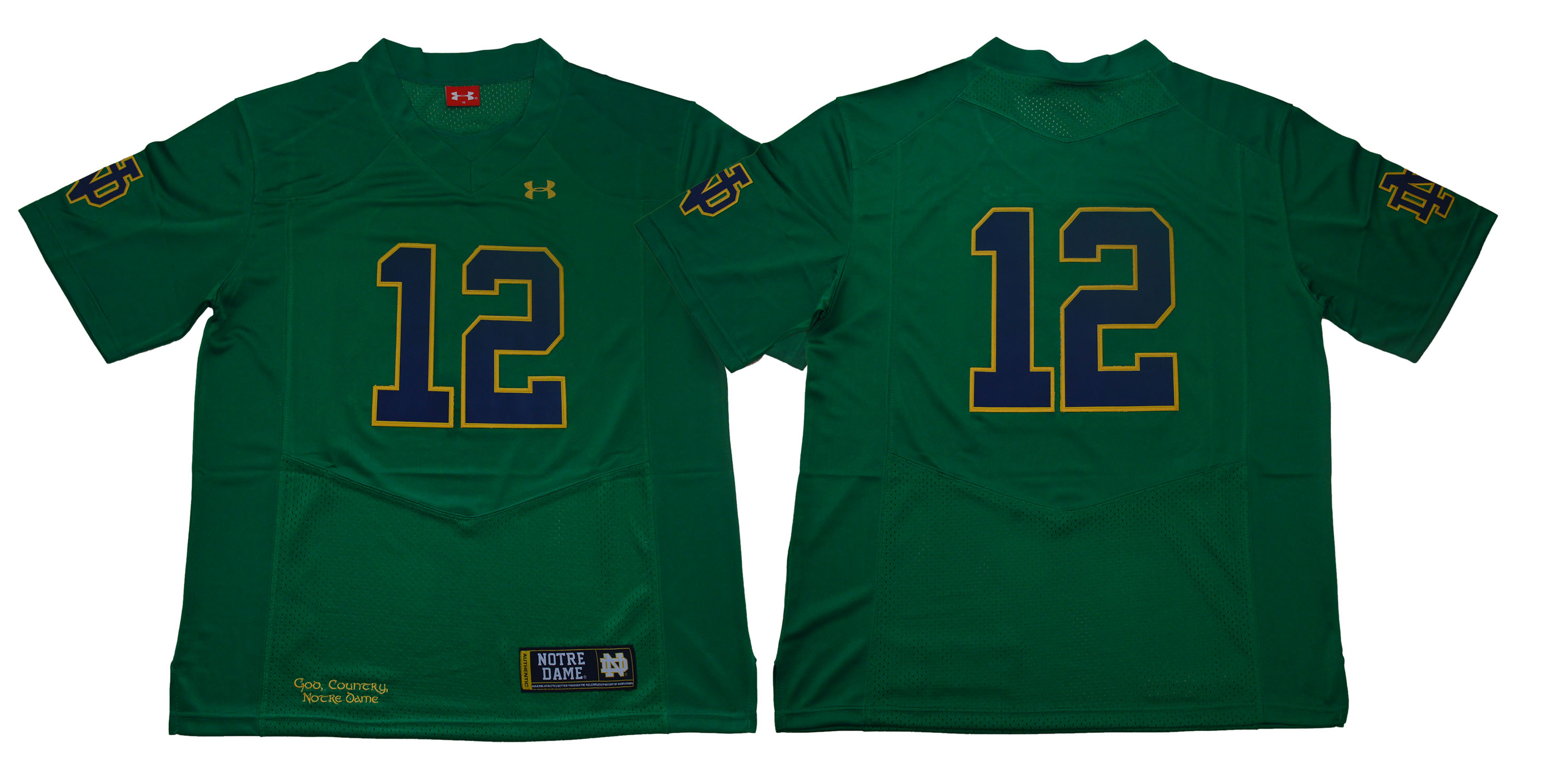 Notre Dame Fighting Irish #12 Green Under Armour College Football Jersey