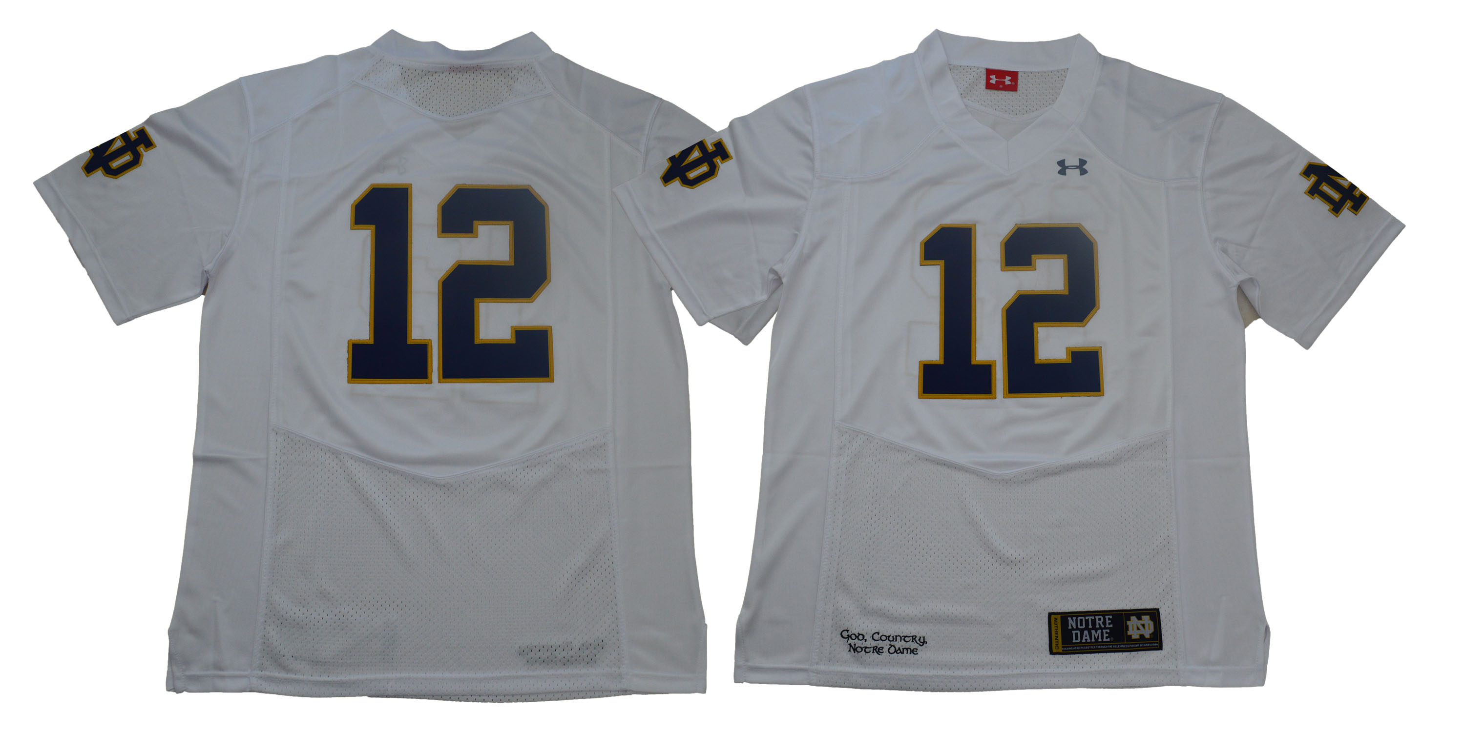 Notre Dame Fighting Irish #12 White Under Armour College Football Jersey