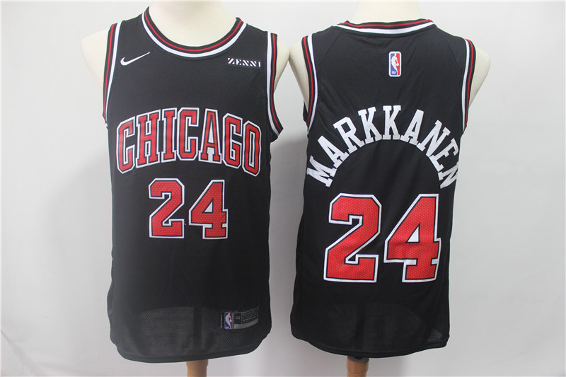 Bulls 24 Laur Markkanen Black Nike Swingman Jersey