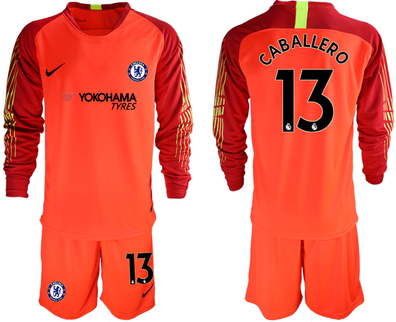 2018-19 Chelsea 13 CABALLERO Red Long Sleeve Goalkeeper Soccer Jersey