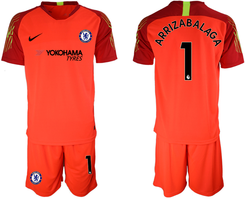 2018-19 Chelsea 1 ARRIZABALAGA Red Goalkeeper Soccer Jersey - Click Image to Close