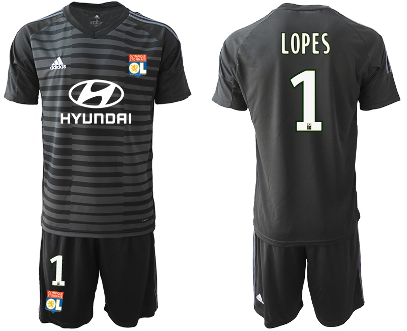 2018-19 Lyon 1 LOPES Black Goalkeeper Soccer Jersey