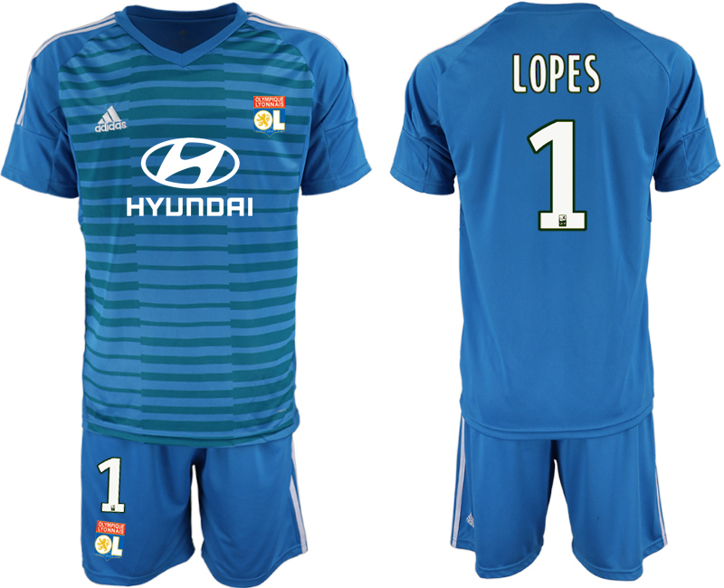 2018-19 Lyon 1 LOPES Blue Goalkeeper Soccer Jersey