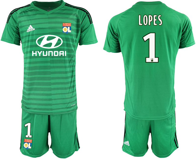 2018-19 Lyon 1 LOPES Green Goalkeeper Soccer Jersey