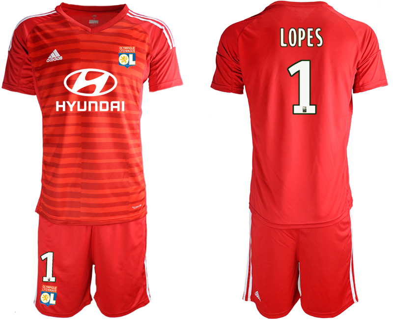 2018-19 Lyon 1 LOPES Red Goalkeeper Soccer Jersey