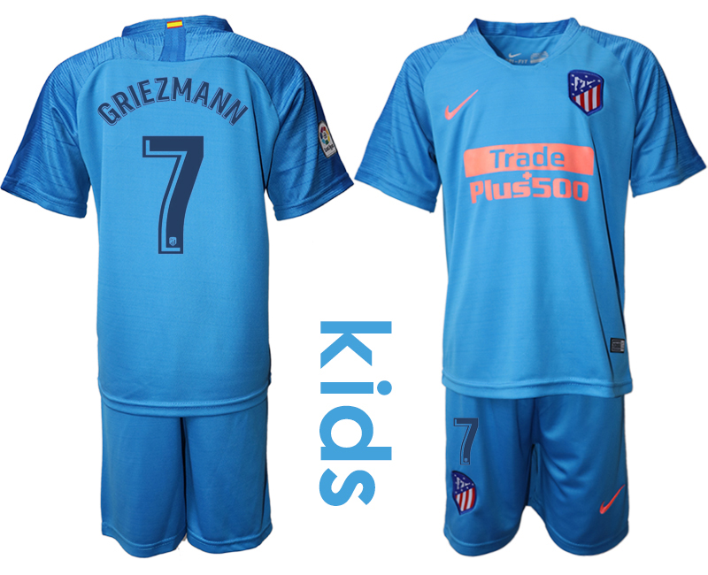 2018-19 Atletico Madrid 7 GRIEZMANN Away Youth Soccer Jersey