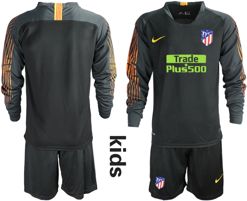 2018-19 Atletico Madrid Black Youth Long Sleeve Soccer Jersey