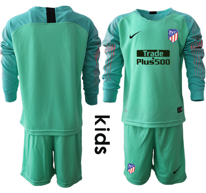 2018-19 Atletico Madrid Green Youth Long Sleeve Soccer Jersey