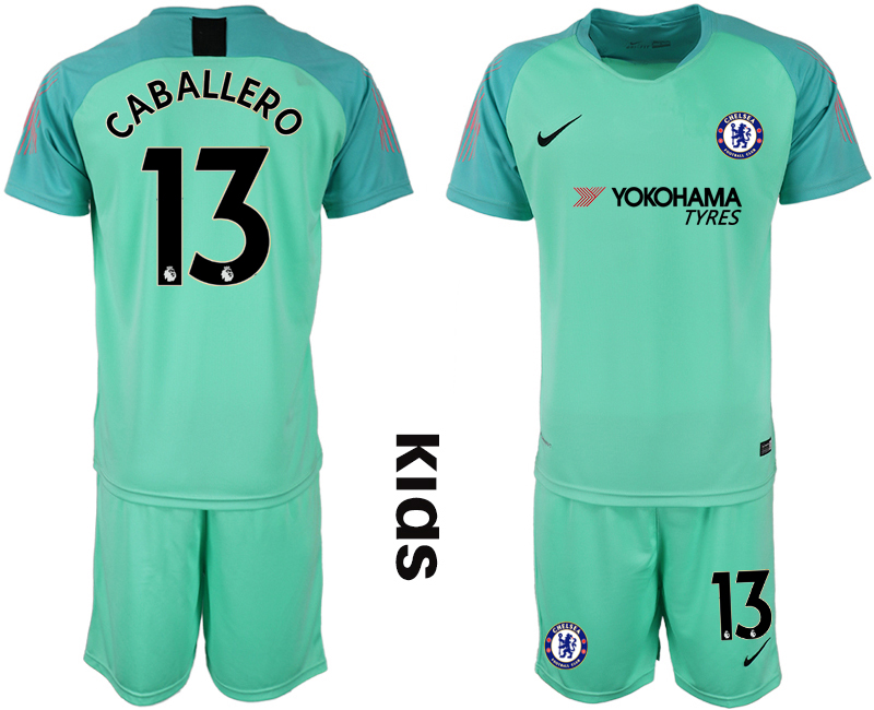 2018-19 Chelsea 13 CABALLERO Green Youth Goalkeeper Soccer Jersey