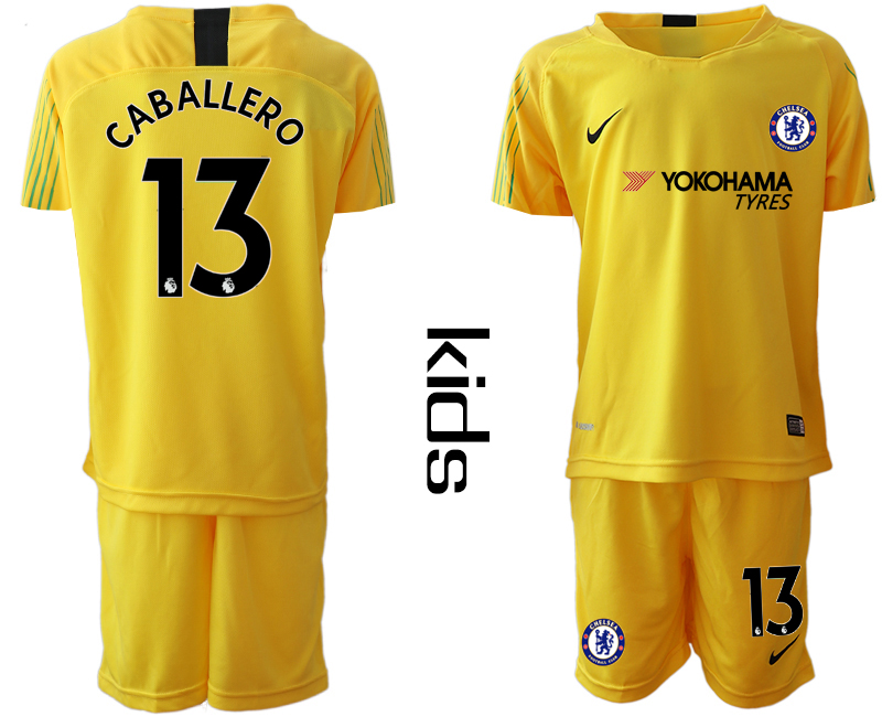 2018-19 Chelsea 13 CABALLERO Yellow Youth Goalkeeper Soccer Jersey
