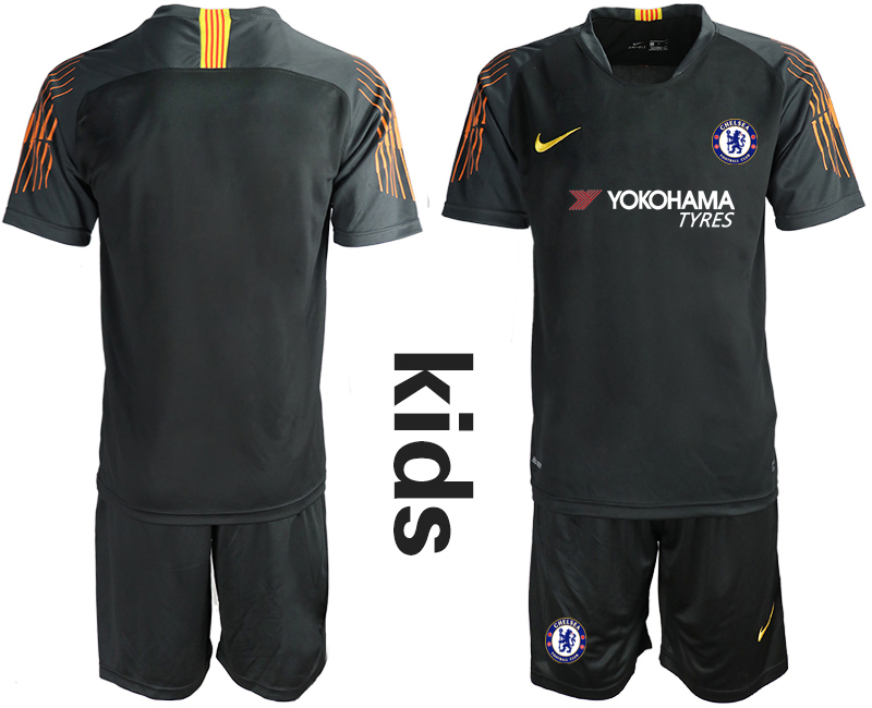 2018-19 Chelsea Black Youth Goalkeeper Soccer Jersey - Click Image to Close