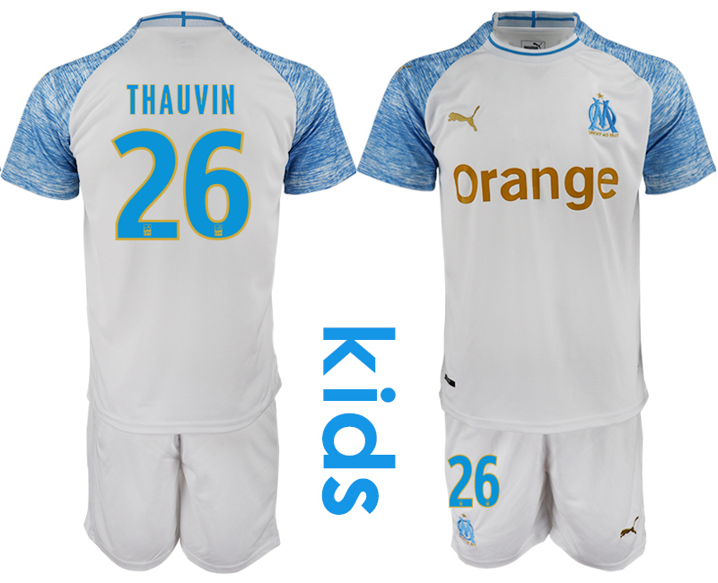 2018-19 Marseille 26 THAUVIN Home Youth Soccer Jersey